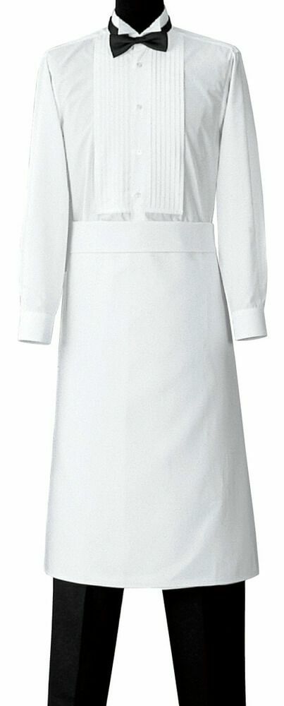 【ソムリエ】腰下ロング丈エプロン（綿100％）:ホワイト