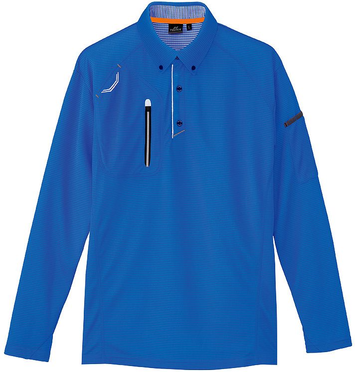 吸汗速乾】ボタンダウンドライ長袖ポロシャツ（反射材・UVカット