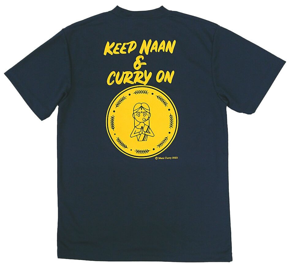 大阪府河内長野市にあるインド料理店マニカリー様のオリジナルTシャツを製作させていただきました。黄色プリントが目立っててGOOD！