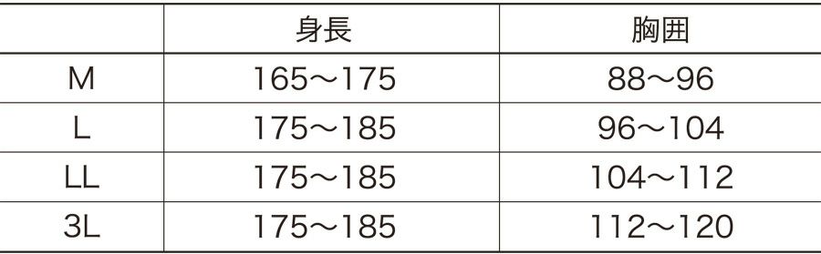 サイズ表