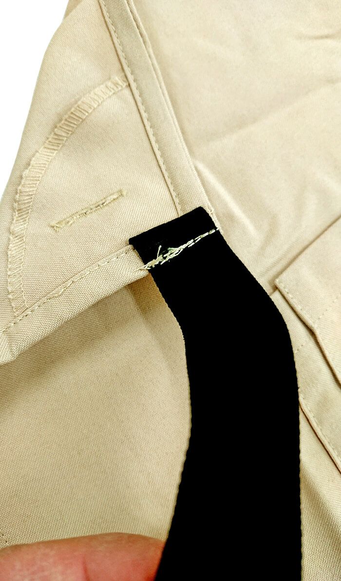 腰紐の縫製部分の超拡大アップ写真です。<br>弊社にて縫製をほどいて縫い直しているのでキレイな縫製に仕上げています。