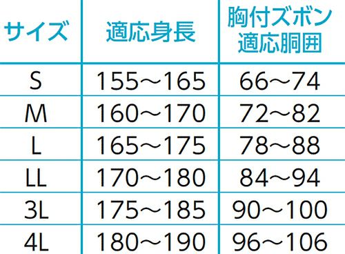 上下とものサイズ表