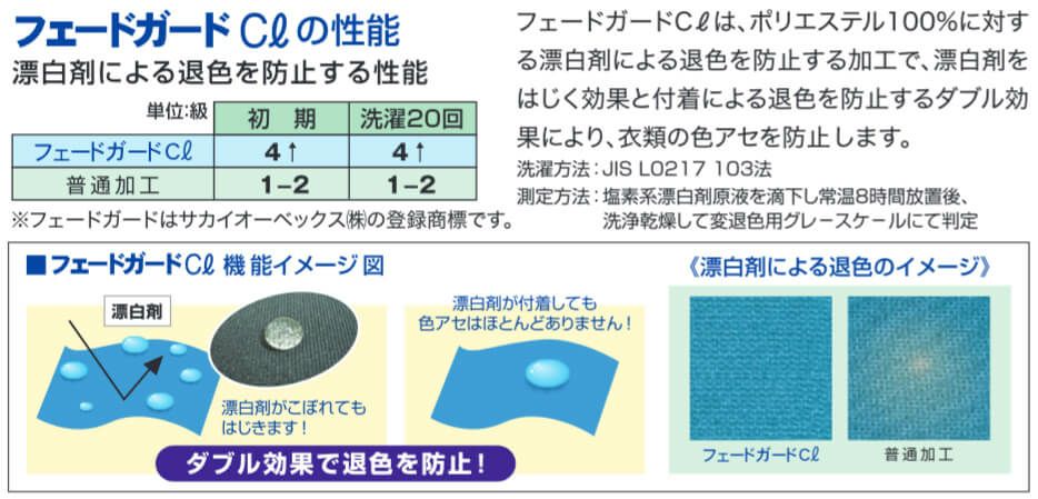 漂白剤による退色を防止する性能（フェードガードCLの性能）