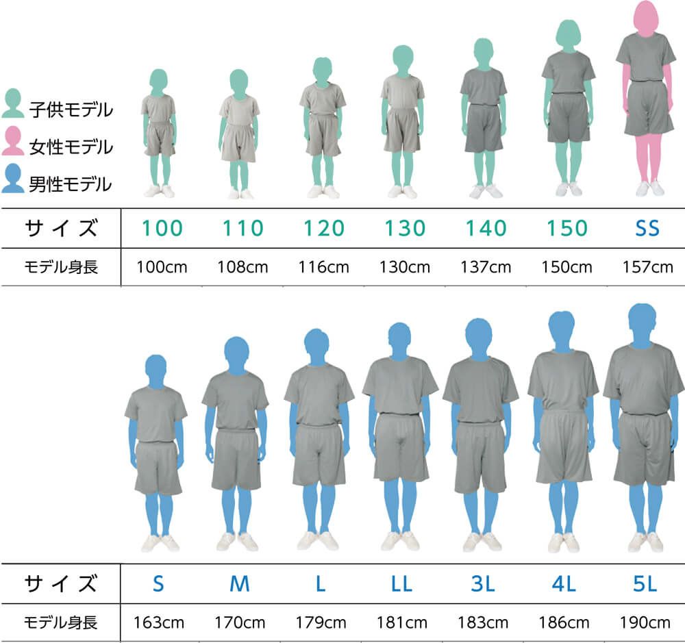 サイズ別参考身長イメージ