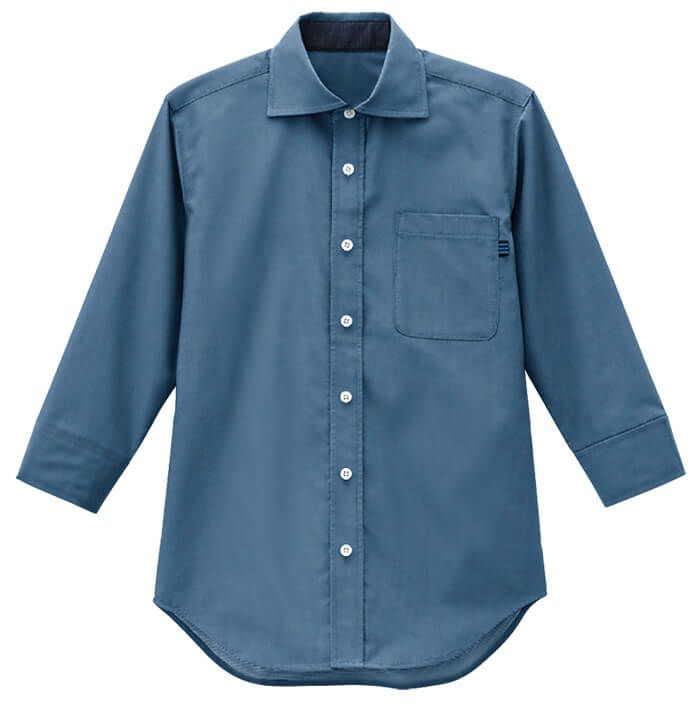 ワイドカラーシャツ（デニム調ピンドット）[BNUN-24313]