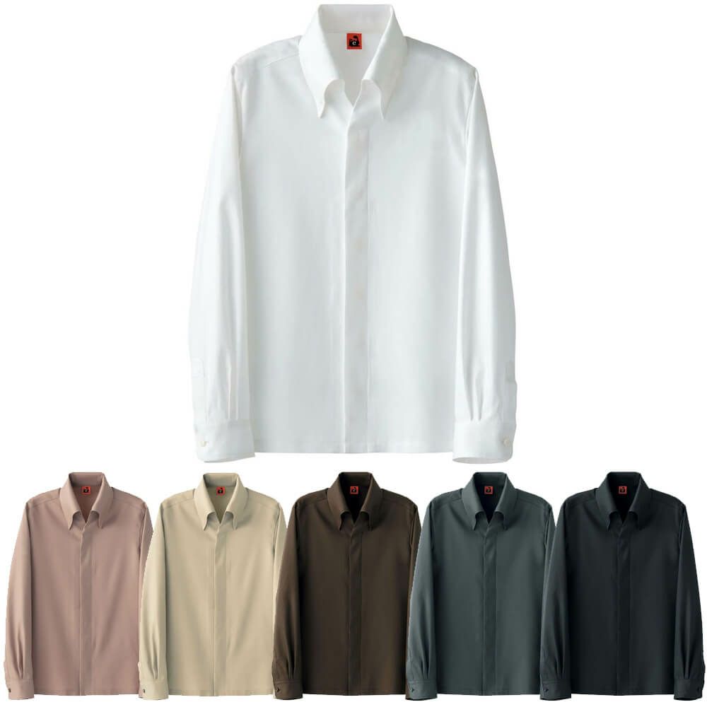 スキッパー開き・長袖ワイシャツ（制電・制菌・ストレッチ）