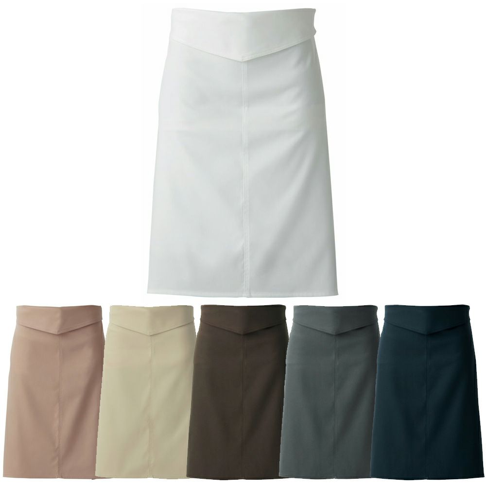 【綿100％】ミドル丈腰下エプロン（制電・制菌・ストレッチ）