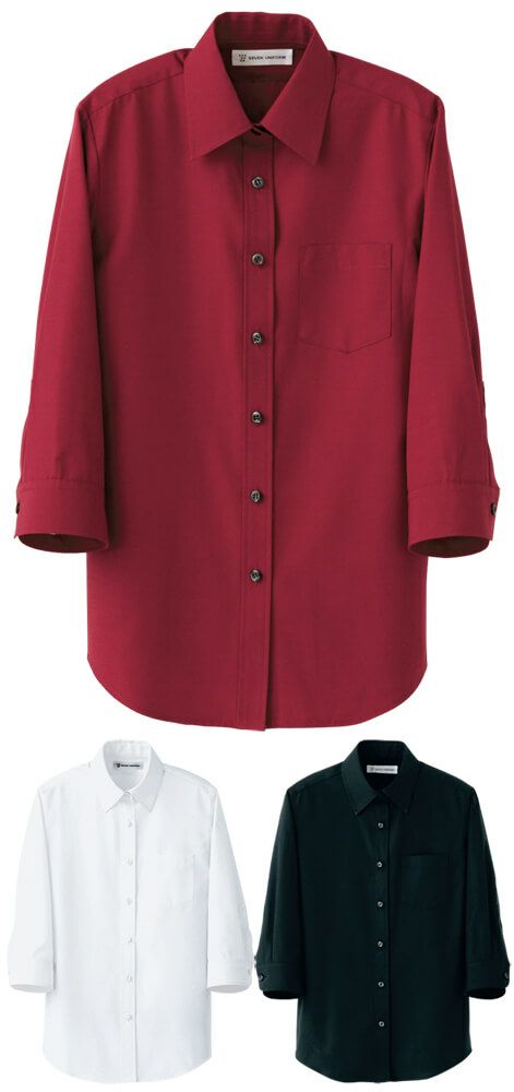 【女性用】7分袖ワイシャツ（透けにくい生地・UVカット） [7-CH4418]