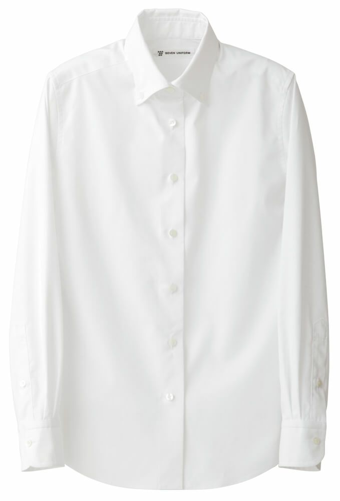 【女性用】[ボタンダウン]フォーマルシャツ（透け防止・UVカット） [7-CH4433]　ホワイト＃0