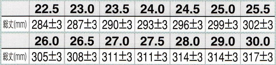 サイズ表１（総丈）