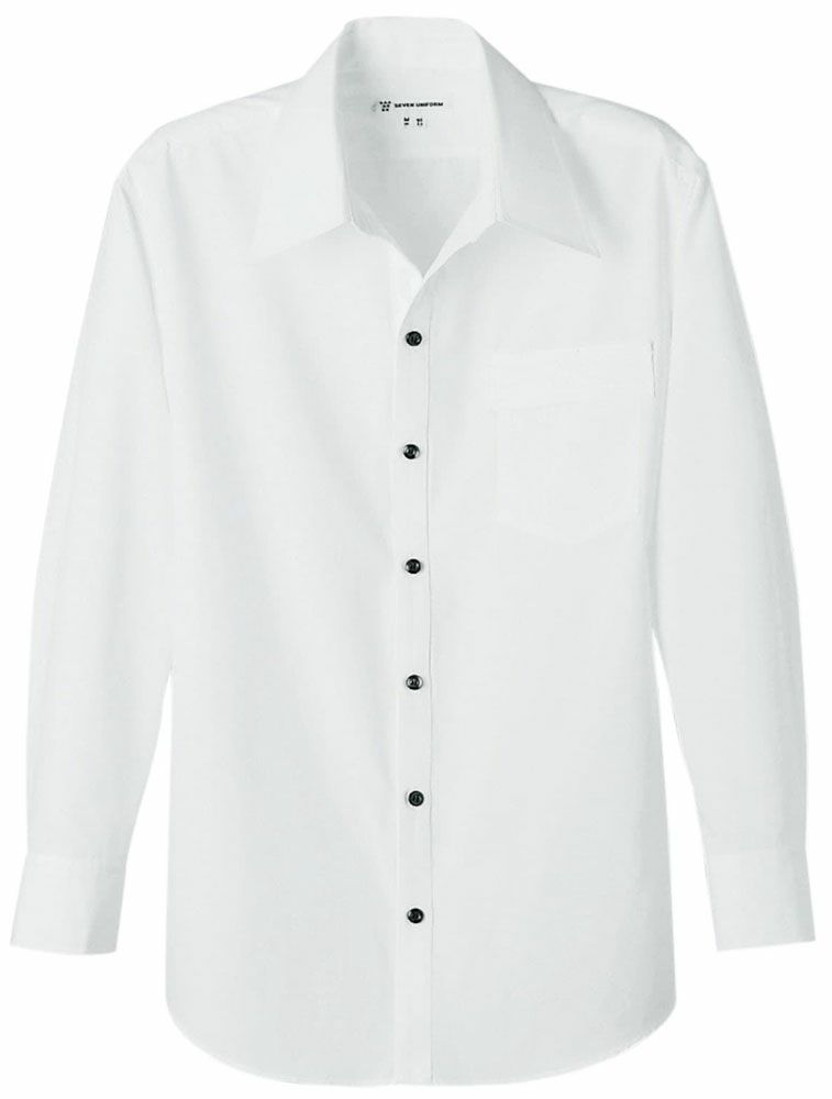 【男性用】長袖スキッパーカラーシャツ [7-WH7612]　ホワイト＃0