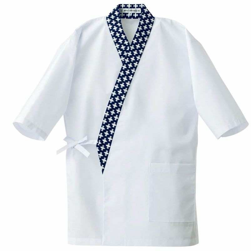 ハッピーコート作務衣 [7-BC1341]　白×松皮菱＃8