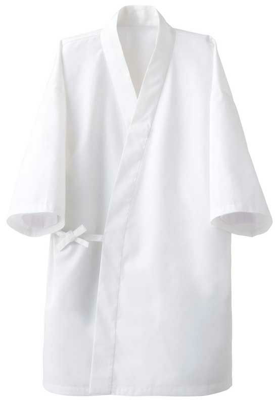 作務衣・白衣（体毛落下防止の二重構造の袖） [7-BC1344]　ホワイト＃0