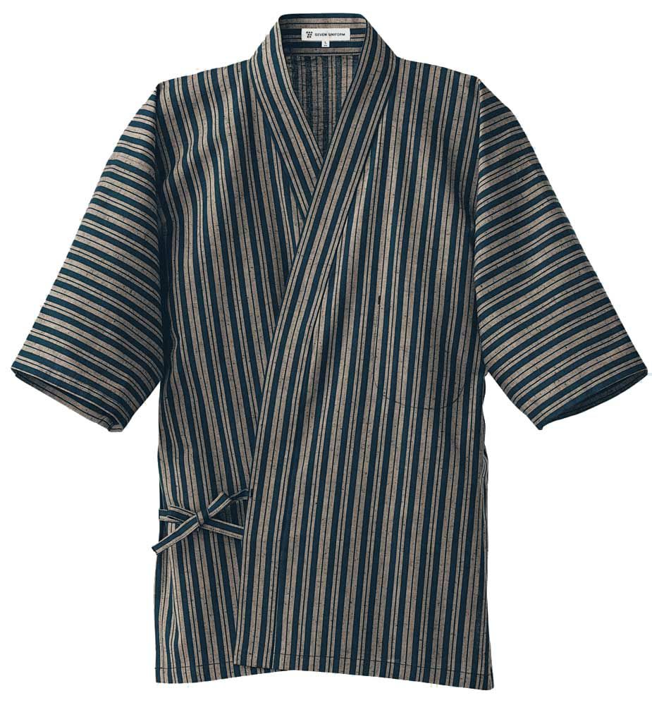 ハッピーコート作務衣 [7-BC1361]　濃紺縞＃7