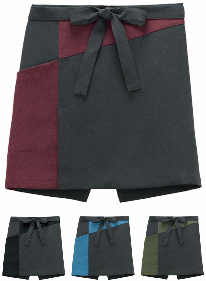 【和風】ショート丈エプロン（配色ポケット・ポケット付） [BON-FK7200] 