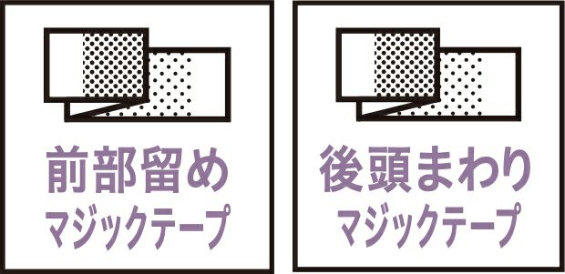 前部留めマジックテープ・後頭まわりマジックテープ