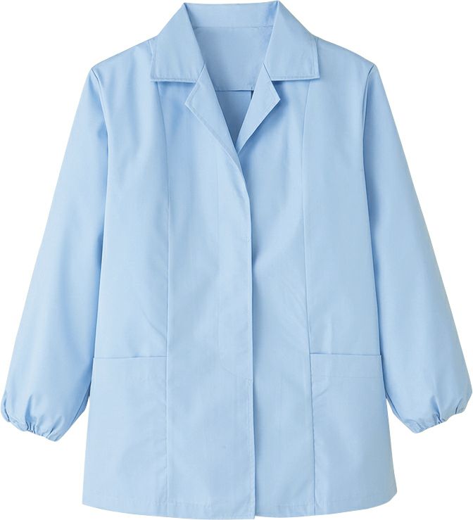 【女性用】衿付き調理衣 長袖 [SRV-FA796] サックス