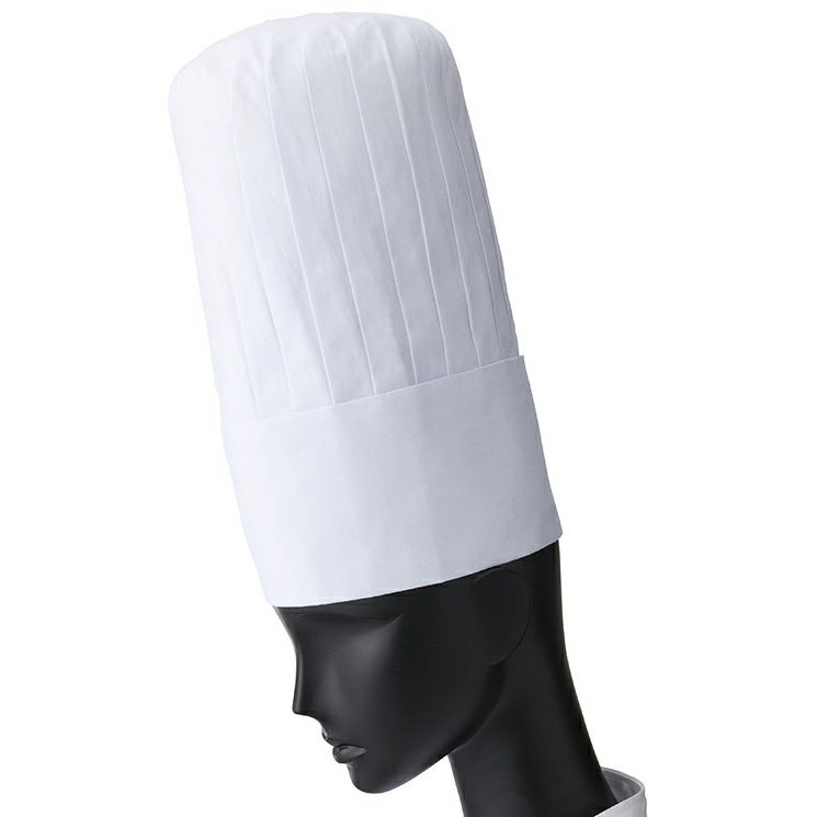 【高級綿シーチング】チーフ・コック帽（高さ30.5cm） [SRV-1] ホワイト