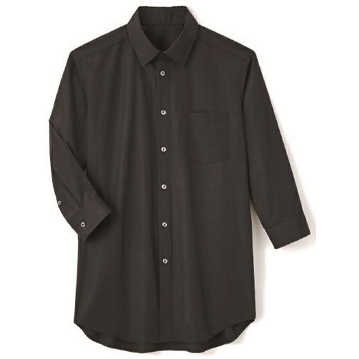 【7分袖】黒ワイシャツ（男女兼用） [SRV-SBSU-1808]