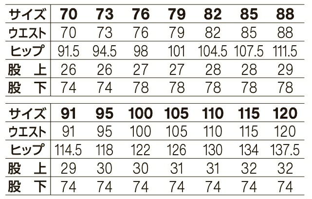 サイズ表