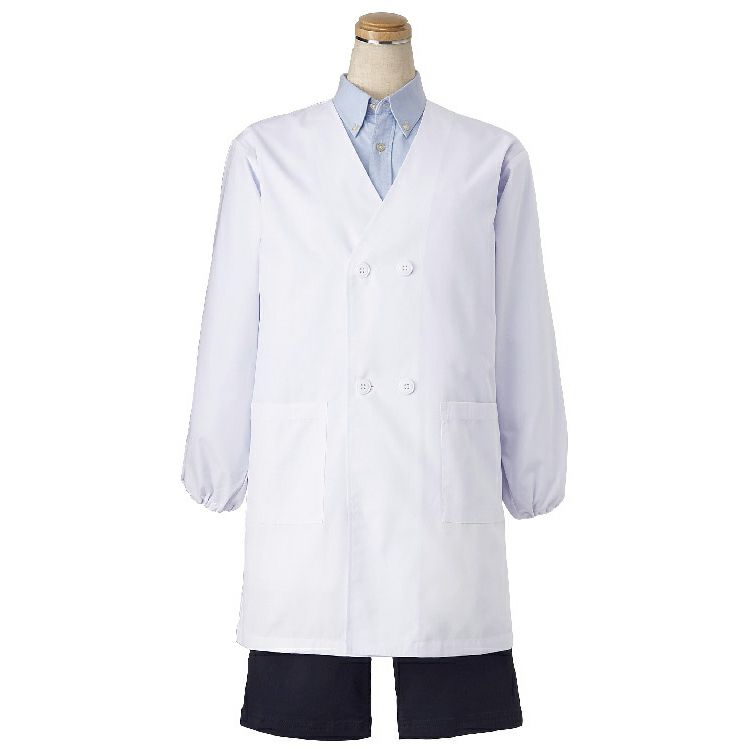 [小学生用]ダブル型・給食白衣　ホワイト