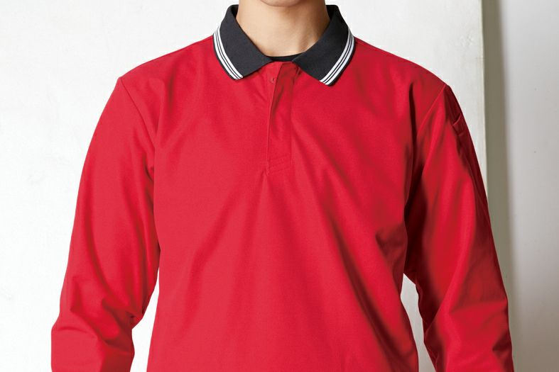 ストライプデザイン<br>襟元と袖口にはクールな印象のストライプデザインを採用。