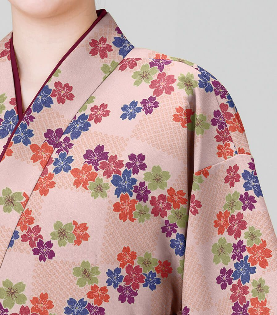 作務衣・桃色のアップ写真