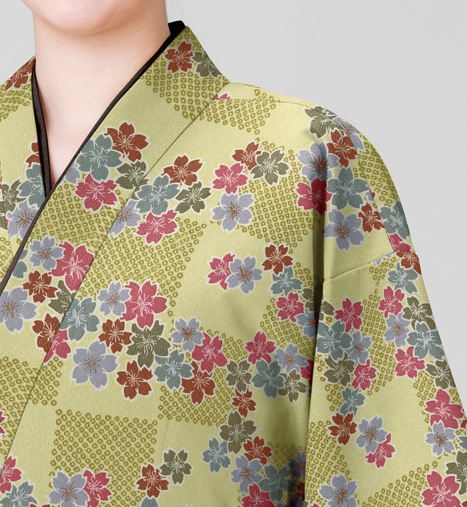 作務衣・黄色のアップ写真