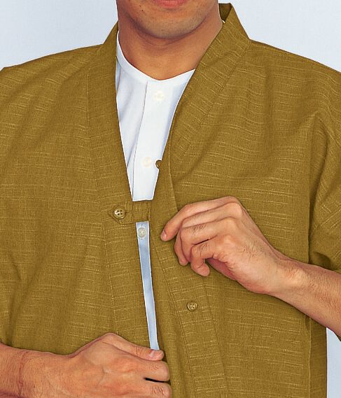 はだけ防止用ボタン<br>はだけたり、ずれたりしないよう合わせ部分の裏側に釦が付いています。