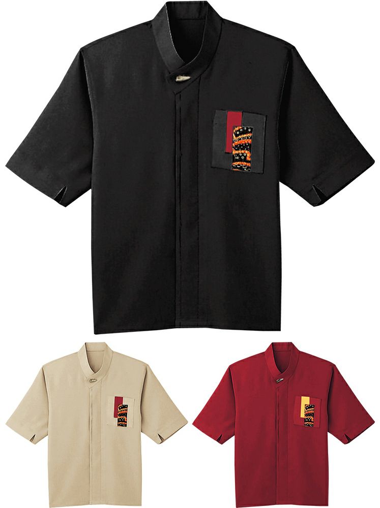 男女兼用・和風シャツ（パッチワーク付） [BNUN-43305]