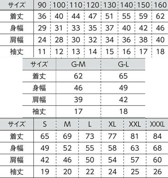 ▲サイズ表