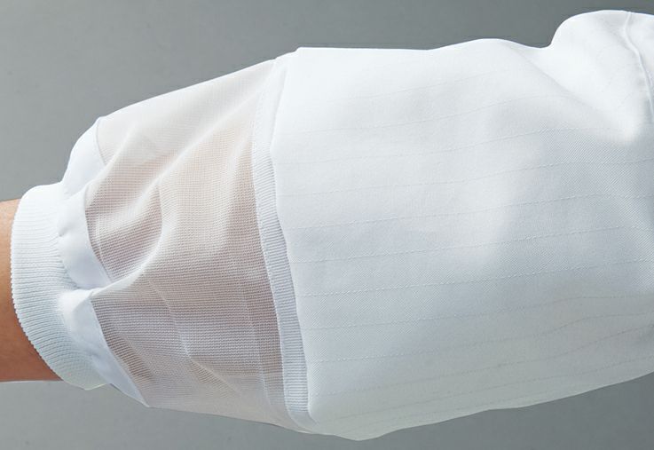 長袖二重袖(フライスタイプ)<br>体毛落下防止用の袖口インナーガードにフライスを使用。