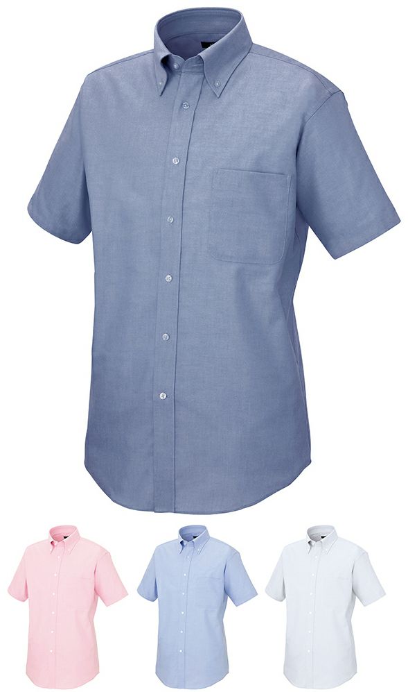 ストレッチオックスフォードシャツ・半袖シャツ（男女兼用）（オックスフォード） [AZ-7883]