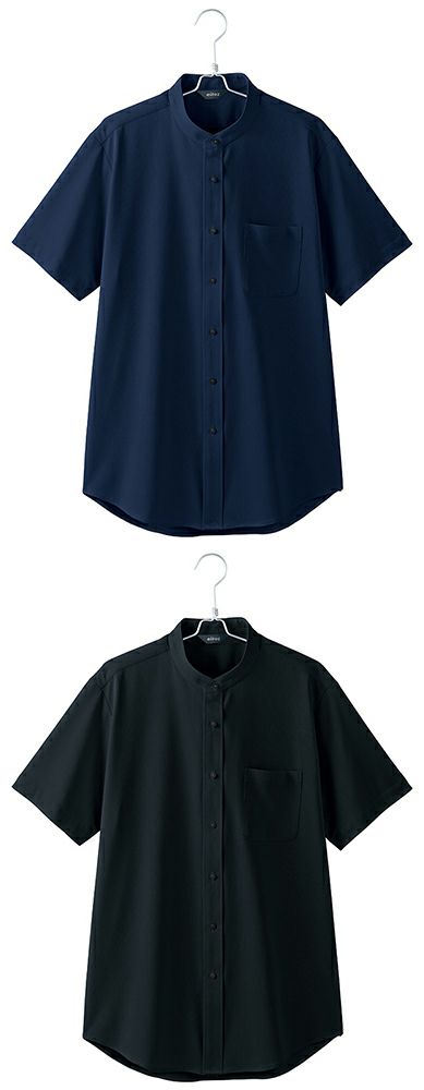 北陸の素材力 スーパーノーアイロン・メンズ半袖スタンドカラーシャツ（ノーアイロン）（透け防止） [AZ-634252]