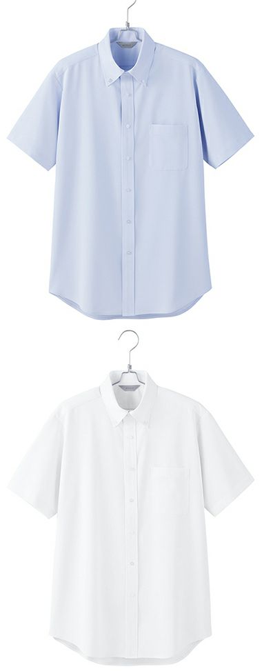 北陸の素材力 スーパーノーアイロン・メンズ半袖ボタンダウンシャツ（ノーアイロン）（透け防止） [AZ-634160]