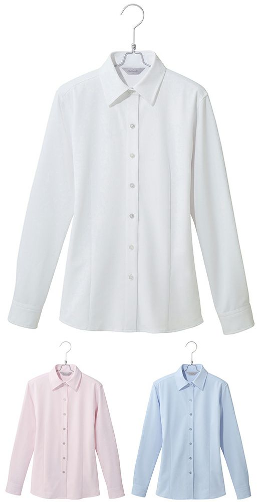 北陸の素材力 スーパーノーアイロン・長袖ブラウス（ノーアイロン）（透け防止） [AZ-HCB4101]