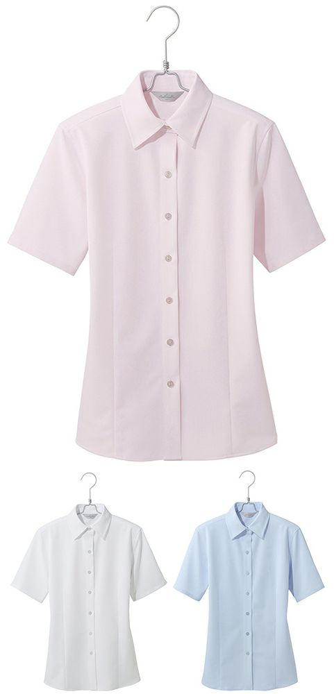 北陸の素材力 スーパーノーアイロン・半袖ブラウス（ノーアイロン）（透け防止） [AZ-HCB4100]