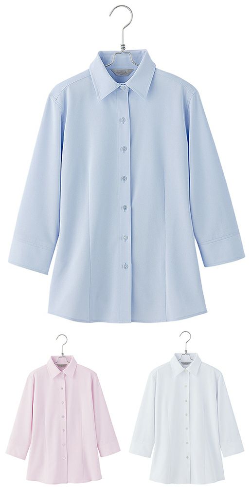 北陸の素材力 スーパーノーアイロン・七分袖ブラウス（ノーアイロン）（透け防止） [AZ-HCB4107]