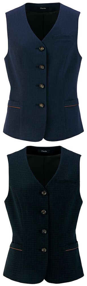 エコトラッドチェックスーツ・レディースベスト [AZ-46011]